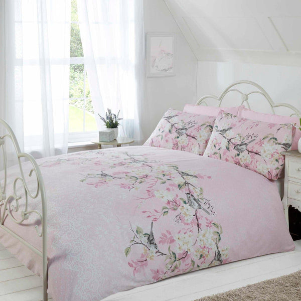 Eloise Floral Blossom Pink Duvet Cover Set - Single - Ideal Textiles