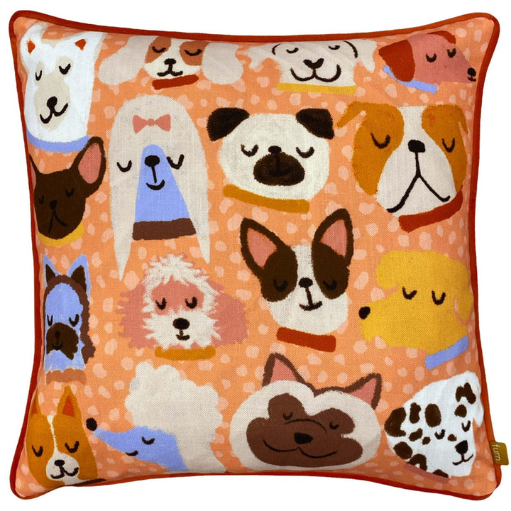 Woofers Dog Print Multicolour Cushion Cover 17" x 17" - Ideal