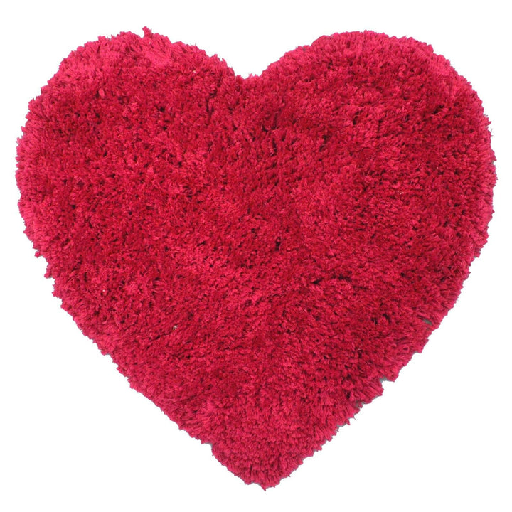 Heart Shaped Deep Pile Bath Mat Hot Pink -  - Ideal Textiles