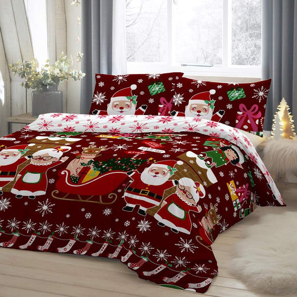 Mr and Mrs Santa Red Christmas Duvet Cover Set - Ideal