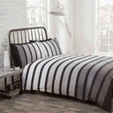 Soho Banded Stripe Black & Grey Duvet Cover Set Duvet Cover Rapport Single  