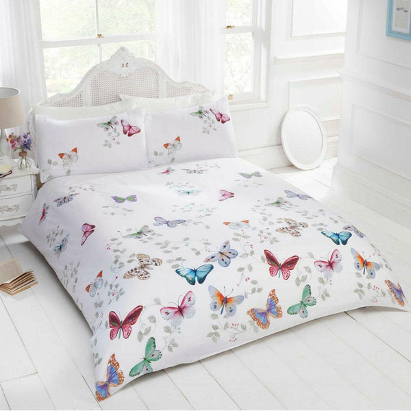 Mariposa Butterflies White Duvet Cover Set - Single - Ideal Textiles