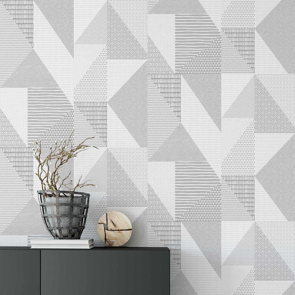 Larsson Geo Wallpaper Grey - Ideal