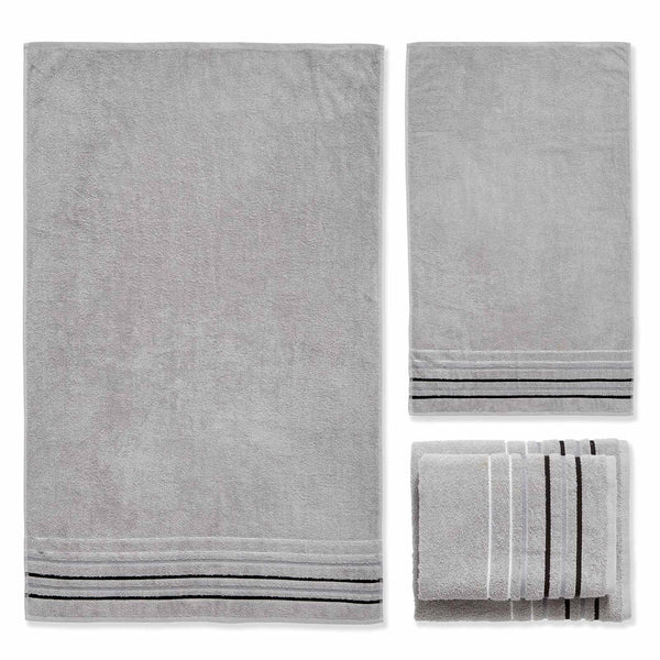 Java Stripe 100% Cotton 6 Piece Towel Bale Grey - Ideal
