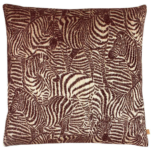 Hector Zebra Jacquard Earth Cushion Cover 22'' x 22'' -  - Ideal Textiles