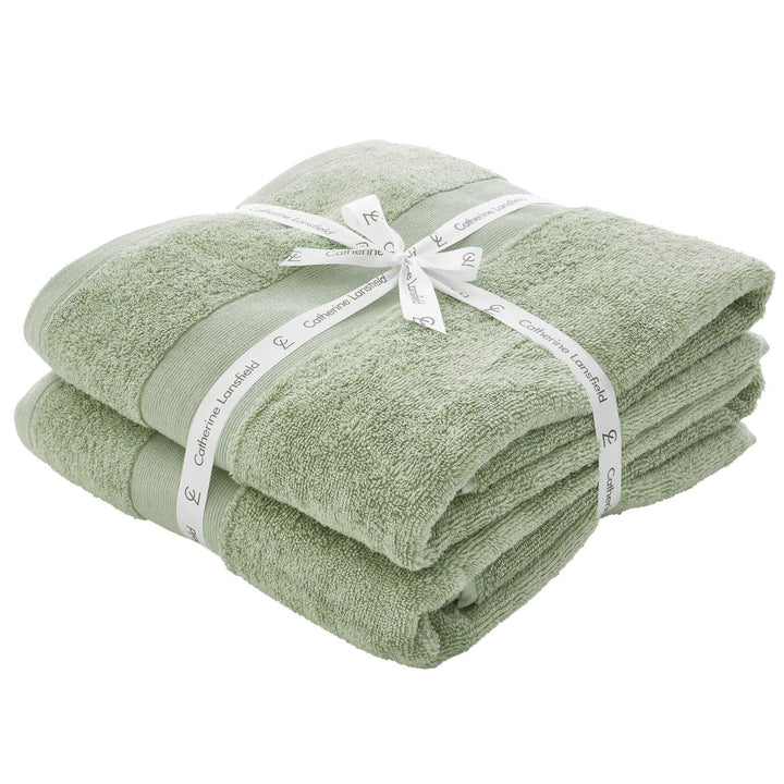 Anti-Bacterial 100% Cotton Sage 2 Pack Bath Sheet Pair -  - Ideal Textiles