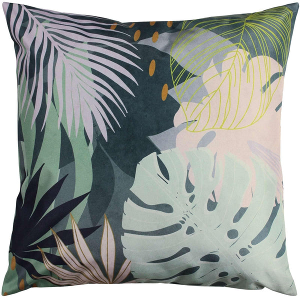 Leafy Palms Outdoor Teal Cushion Cover 17'' x 17'' -  - Ideal Textiles