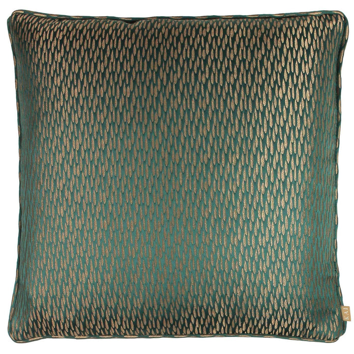Astrid Emerald Metallic Jacquard Filled Cushions - Polyester Pad - Ideal Textiles