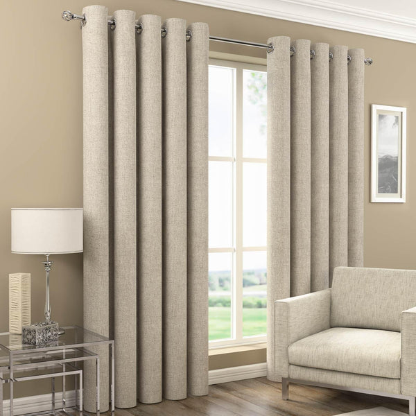 Orion Thermal Blackout Lined Eyelet Curtains Natural - 46'' x 54'' - Ideal Textiles