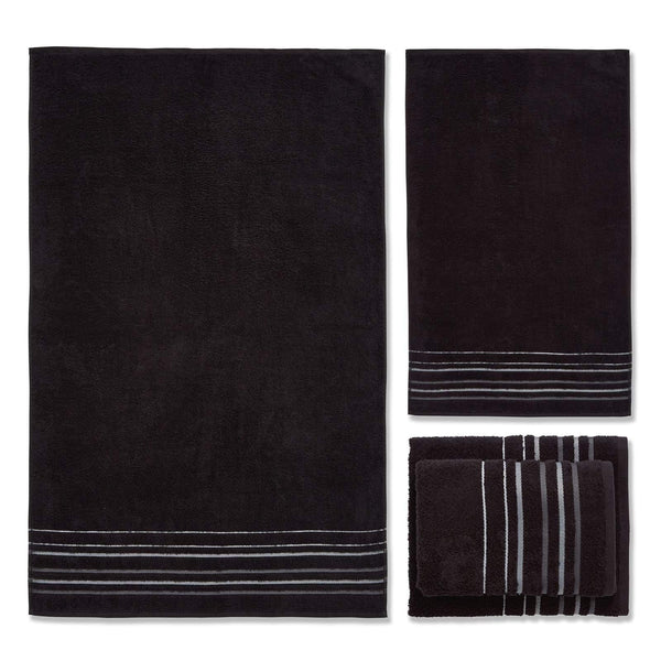 Java Stripe 100% Cotton 6 Piece Towel Bale Black - Ideal