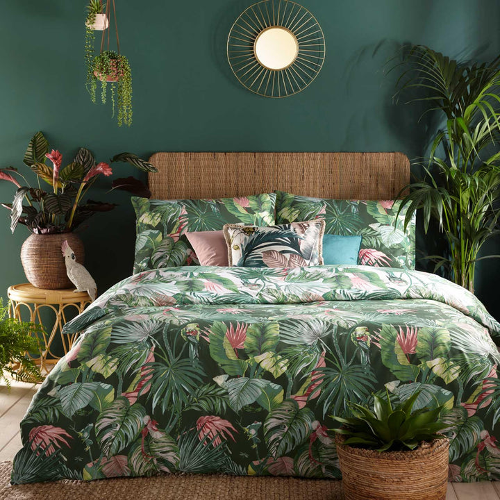 Amazonia Rainforest Jungle Jade Duvet Cover Set - Single - Ideal Textiles