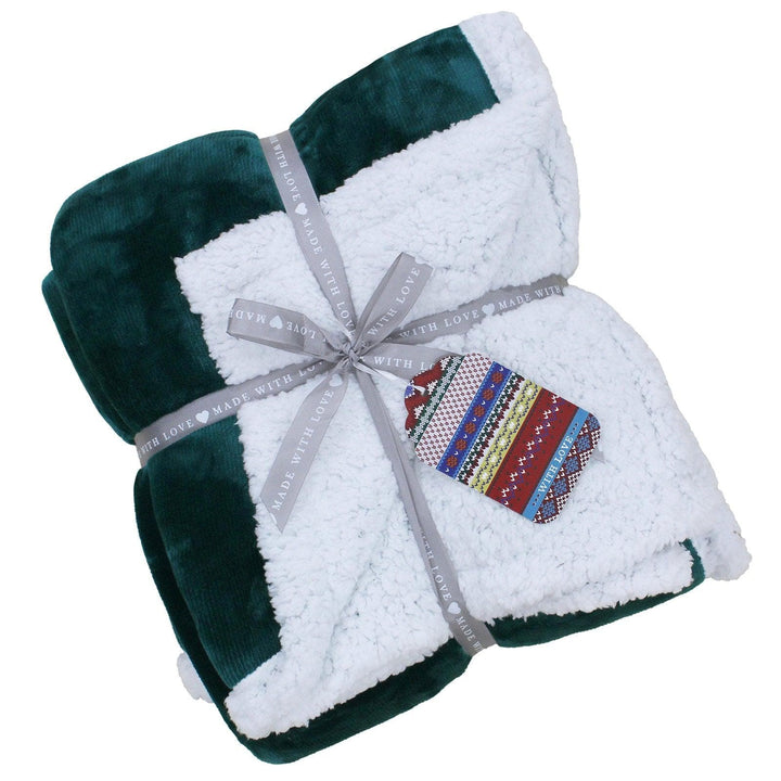 Luxe Sherpa Velvet Fleece Throw Teal -  - Ideal Textiles