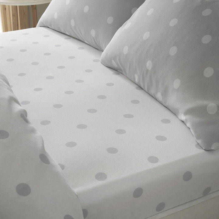 Brushed Spot Fitted Sheet Grey - Ideal