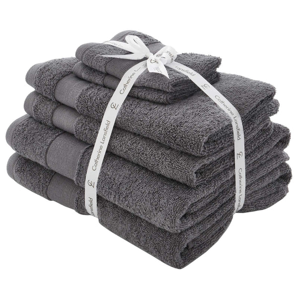 Anti-Bacterial 100% Cotton Charcoal 6 Piece Towel Bale Set -  - Ideal Textiles