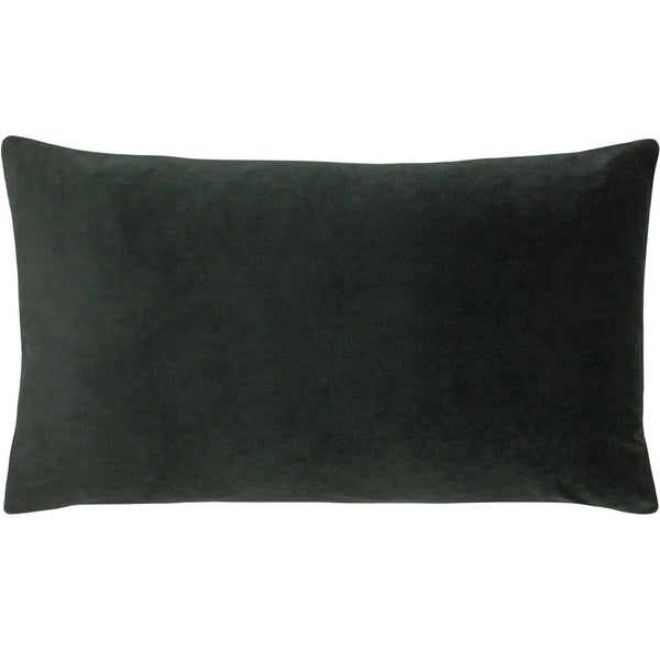 Sunningdale Velvet Rectangular Charcoal Filled Cushions 12'' x 20'' - Polyester Pad - Ideal Textiles