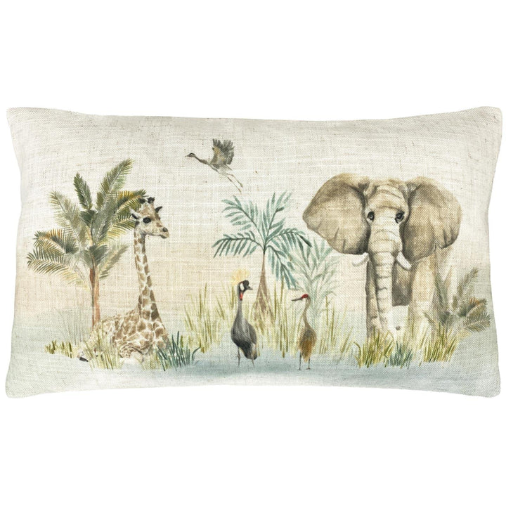 Kenya Scene Wildlife Print Filled Cushion - Ideal