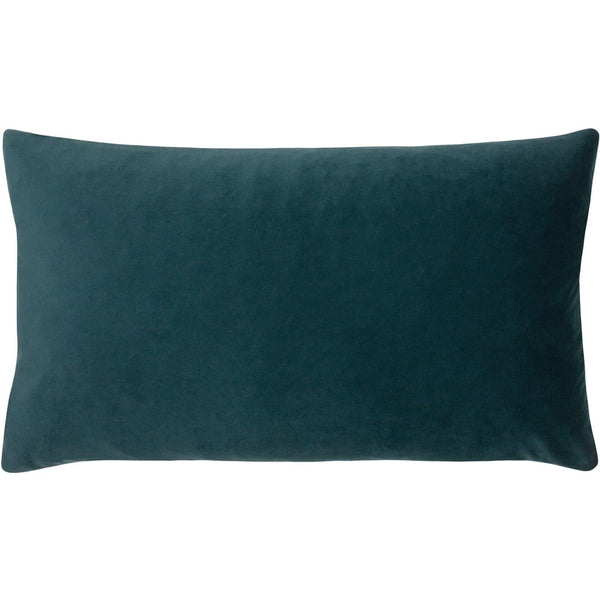 Sunningdale Velvet Rectangular Teal Filled Cushions 12'' x 20'' - Polyester Pad - Ideal Textiles