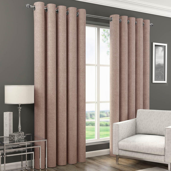 Orion Thermal Blackout Lined Eyelet Curtains Blush - 46'' x 54'' - Ideal Textiles