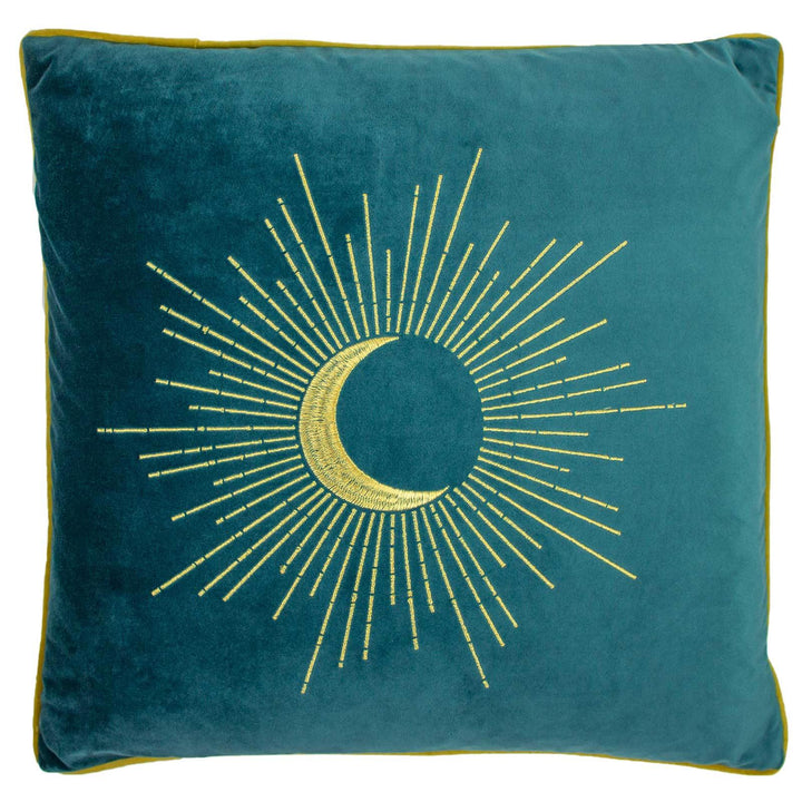 Astrid Embroidered Eclipse Velvet Teal Cushion Covers 20'' x 20'' -  - Ideal Textiles