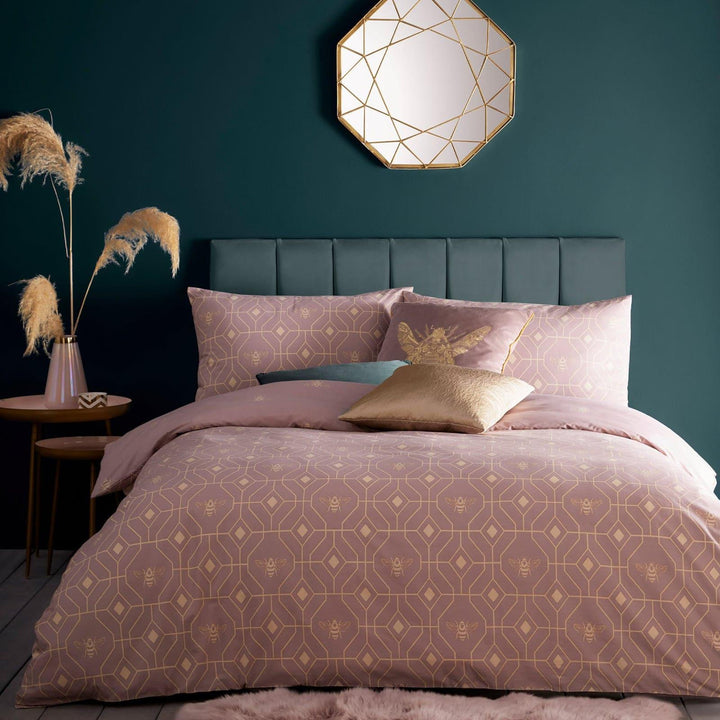 Bee Deco Geometric Blush Pink Duvet Cover Set - Single - Ideal Textiles