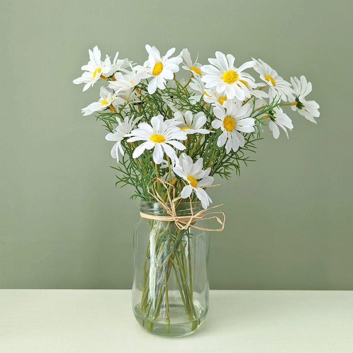 Artificial White Daisy Spray in Jar Vase -  - Ideal Textiles