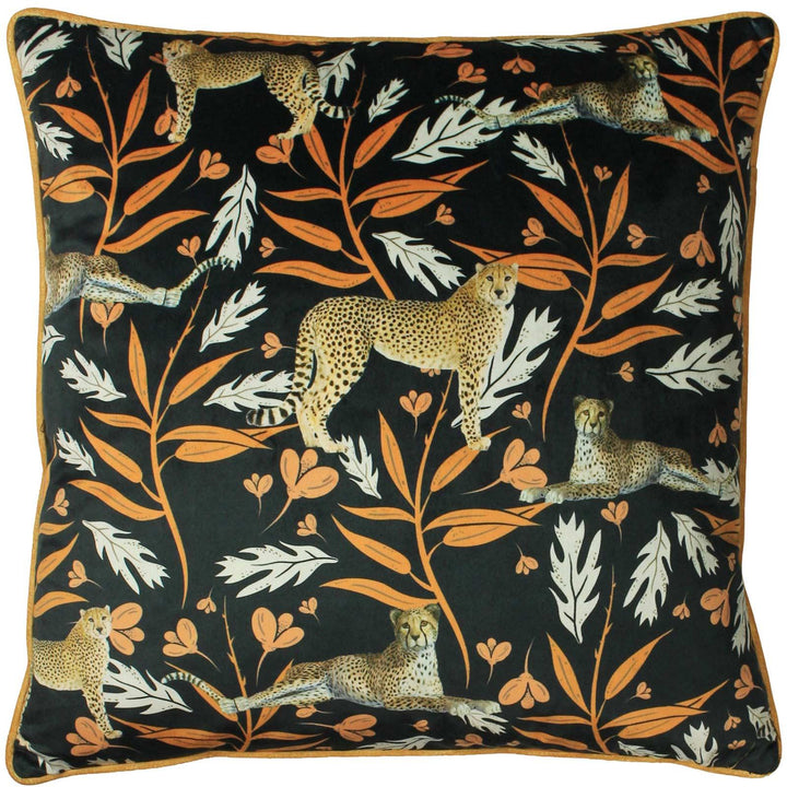 Tribeca Cheetah Black Velvet Cushion Cover 20'' x 20'' -  - Ideal Textiles