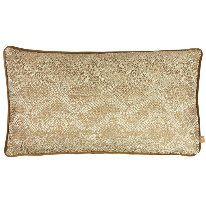 Viper Rust Snakeskin Print Filled Boudoir Cushions - Polyester Pad - Ideal Textiles
