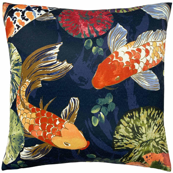 Koi Pond Fish Midnight Cushion Cover 20" x 20" - Ideal