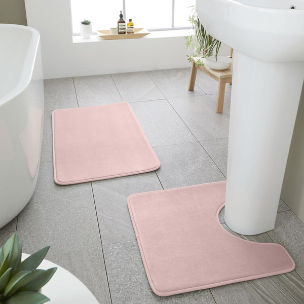 Anti-Bacterial Bath & Pedestal Mat Set Pink - Ideal