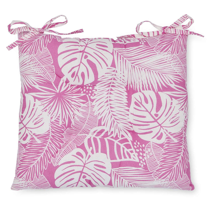 Tropical Leaves Water Resistant Seat Pads Pink -  - Ideal Textiles