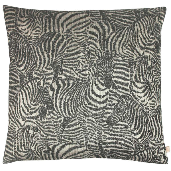 Hector Zebra Jacquard Ebony Filled Cushions - Polyester Pad - Ideal Textiles