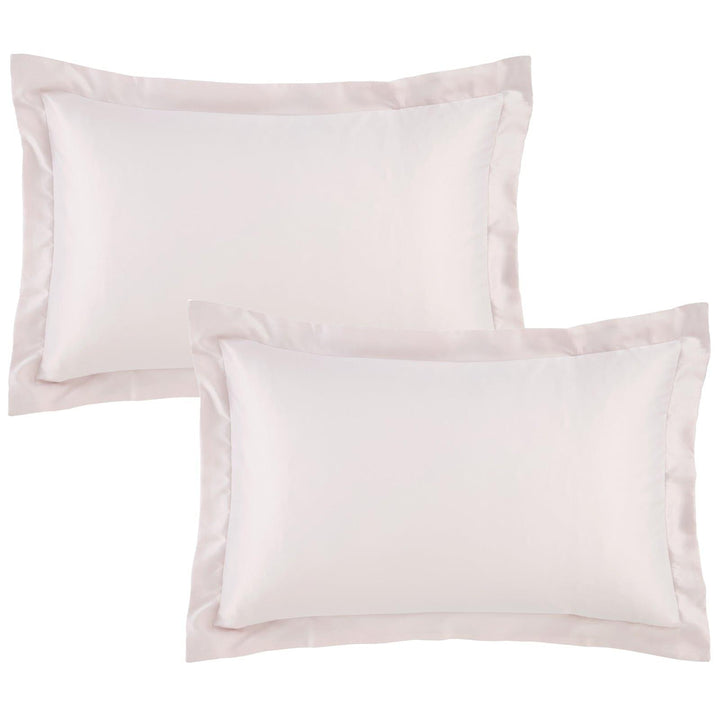 Silky Soft Satin Plain Oxford Pillowcase Pair Blush – Ideal