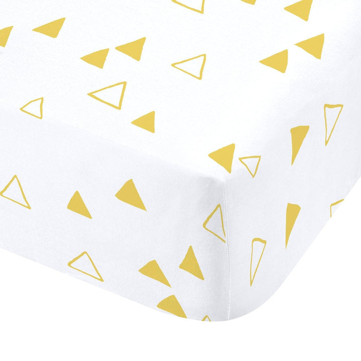 Giraffe Geometric Print Fitted Sheets White & Yellow - Single - Ideal Textiles