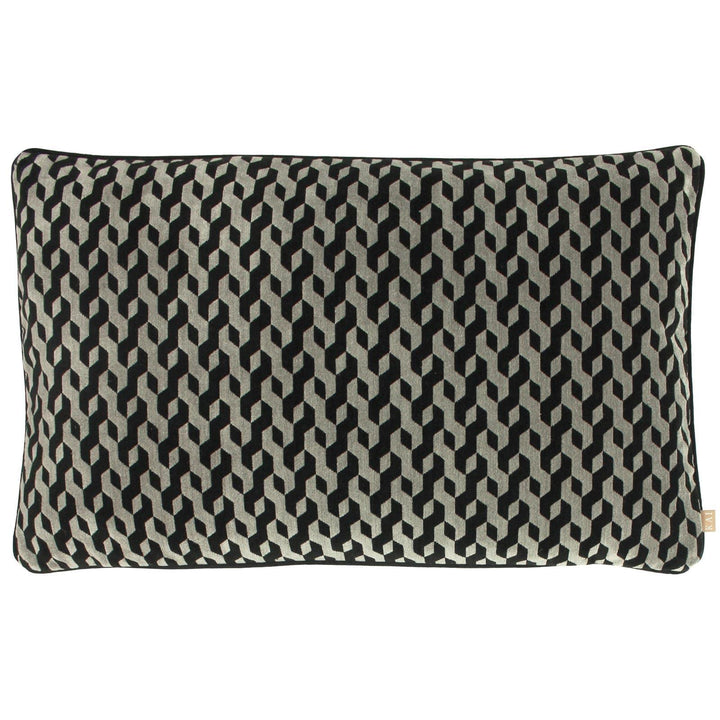Dione Carbon Geometric Velvet Cushion Cover 16'' x 24'' -  - Ideal Textiles