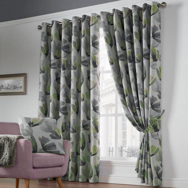 Amsterdam Thermal Blockout Eyelet Curtains Lime - 66'' x 54'' - Ideal Textiles