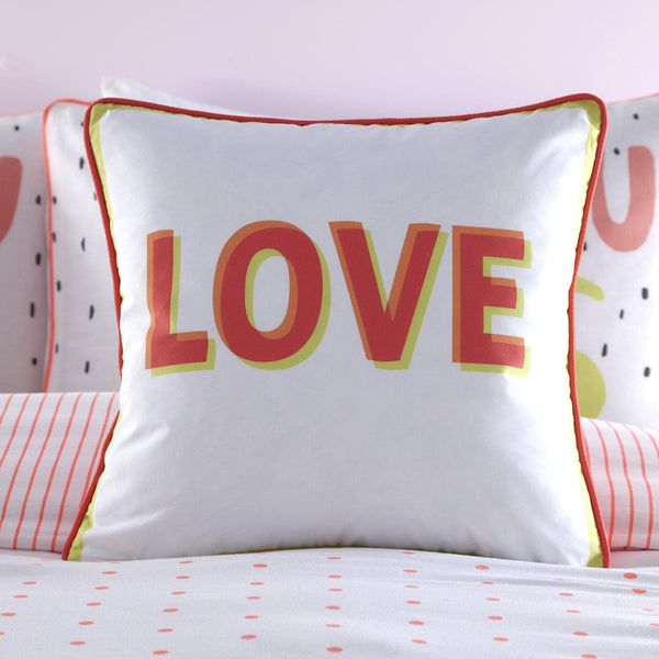 Love Polka Dot Coral FiIled Cushion -  - Ideal Textiles