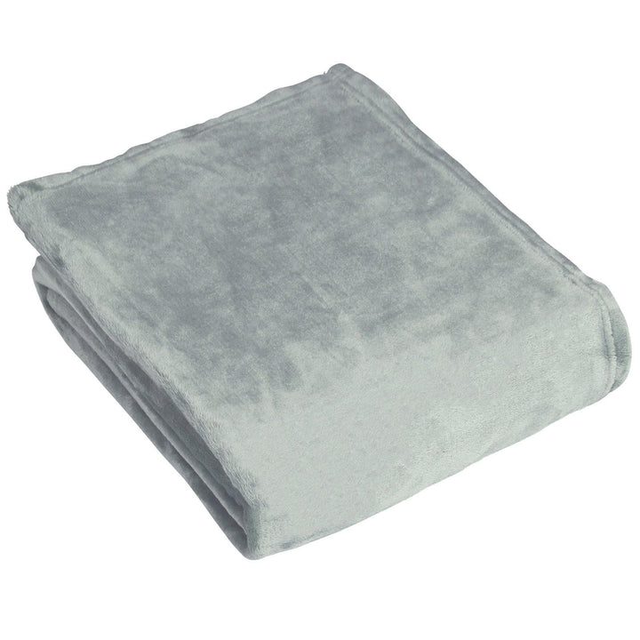 Harlow Plain Grey Fleece Throw 140cm x 180cm -  - Ideal Textiles