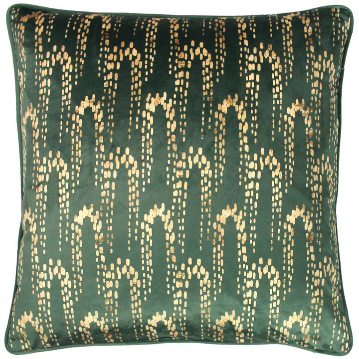 Wisteria Foil Printed Velvet Emerald Cushion Cover 20'' x 20'' -  - Ideal Textiles