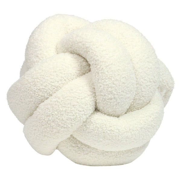 Boucle Knot Fleece Ecru Throw Cushion -  - Ideal Textiles