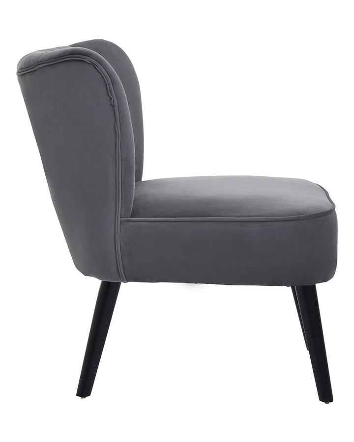 Grey Velvet Chair Black Splayed Legs - Ideal