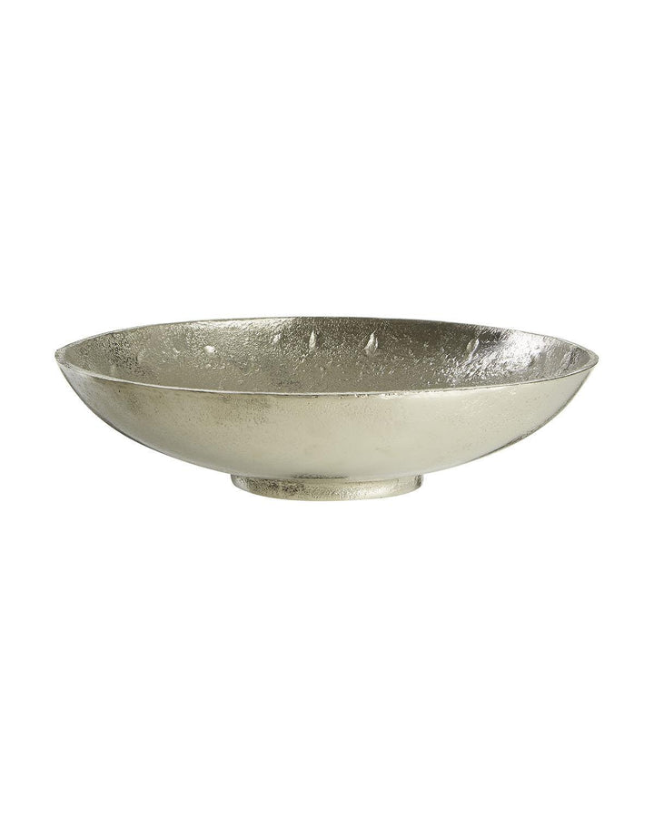 Handcrafted Nickel Finish Medium Round Bowl with Classical Grecian Design - Ideal