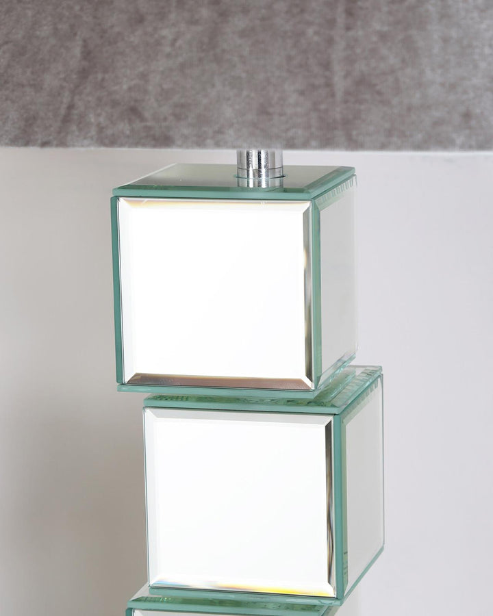 Silver Mirrored Blocks Table Lamp - Ideal