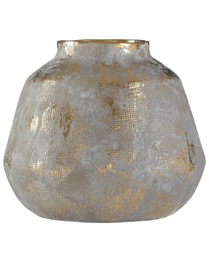 Small Callie Grey & Gold Ceramic Vase - Ideal
