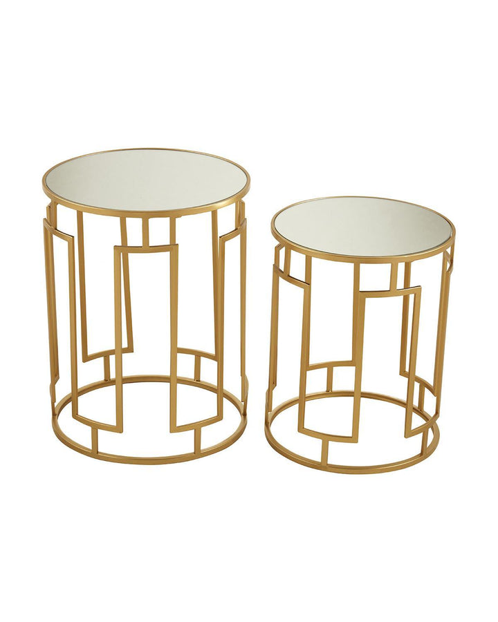 Set of 2 Gold Rectangular Base Mirrored Side Tables - Ideal