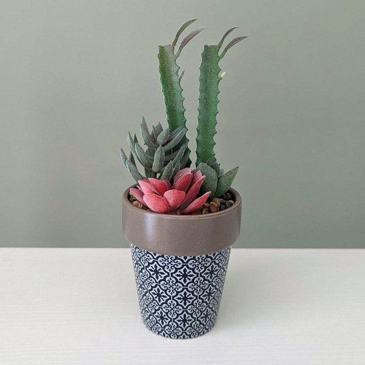 Mojave Artificial Succulent Plant in Tile Pot - Ideal
