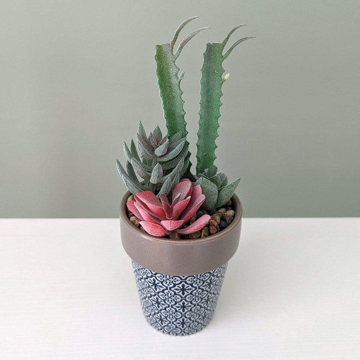 Mojave Artificial Succulent Plant in Tile Pot - Ideal