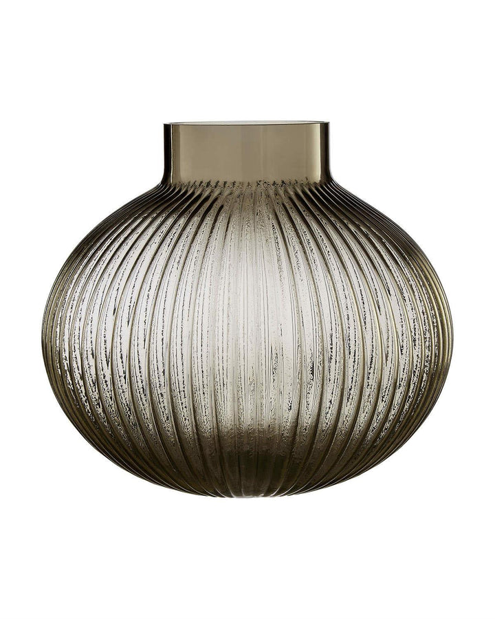 Corrugated Glass Nullah Large Vase with Extruding Rim - Ideal