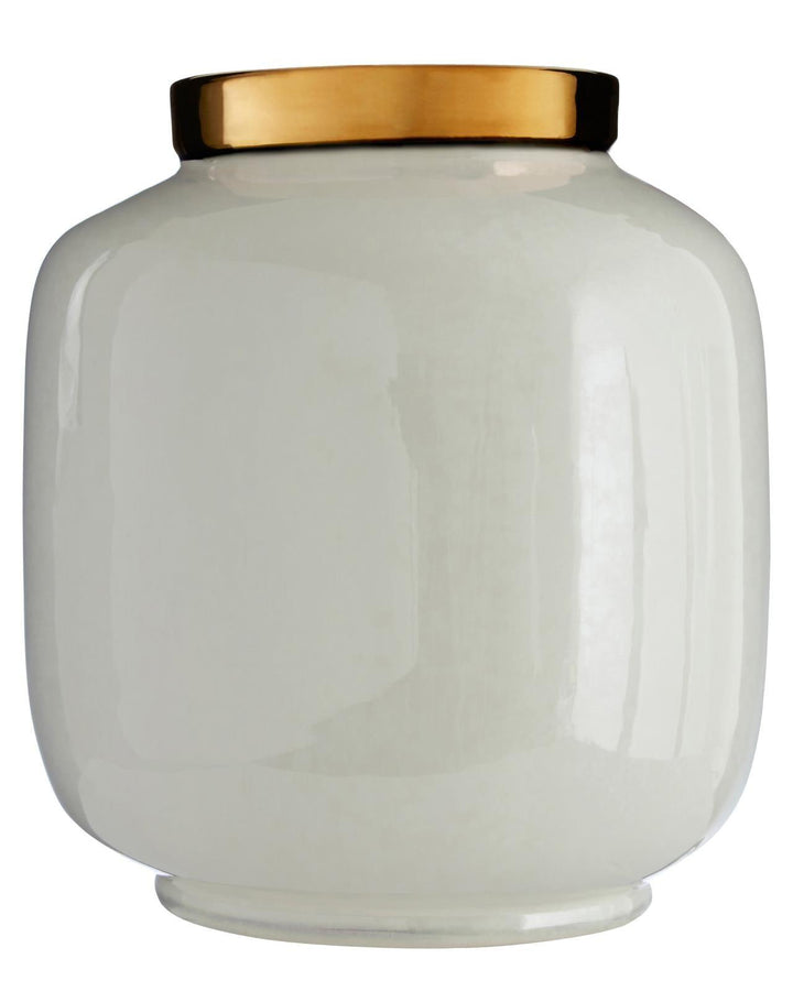 Round White Stella Metallic Gold Vase - Ideal