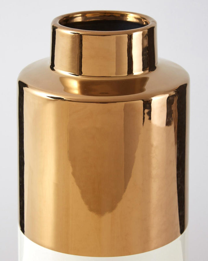 Large White Stella Metallic Gold Vase - Ideal