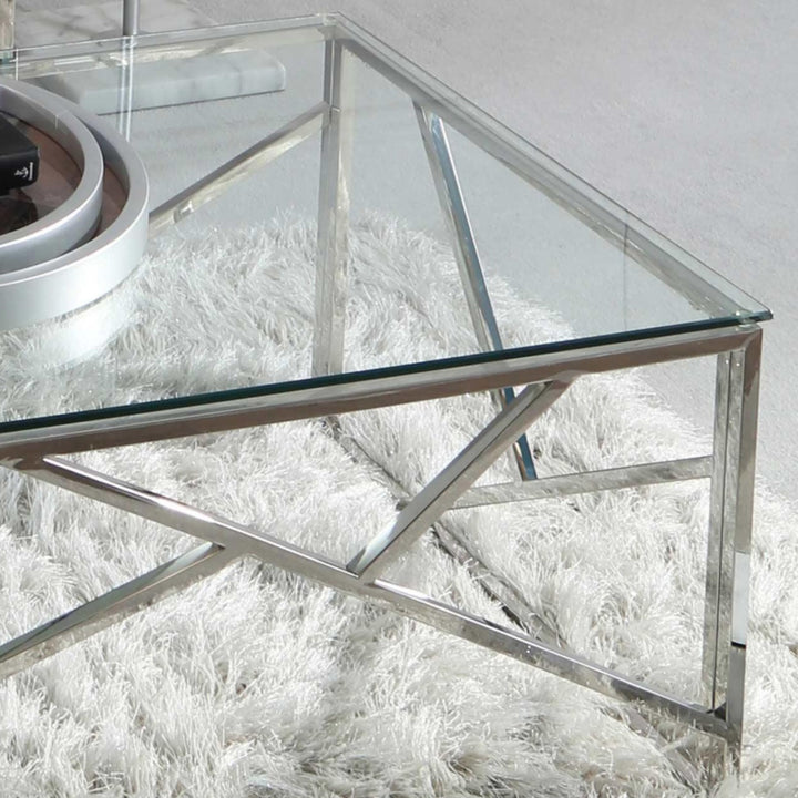 Tetra Chrome Glass Coffee Table - Ideal